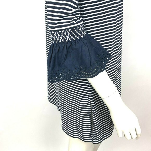 J Jill Lace Sleeve Striped Tunic Top Blue NWT - Picture 7 of 10